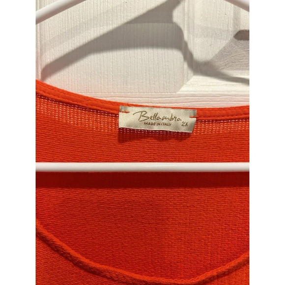Bellambra Linen Tunic Cap Sleeve Top Italy Orange Plus Size 2X Lagenlook Coastal - Picture 3 of 8